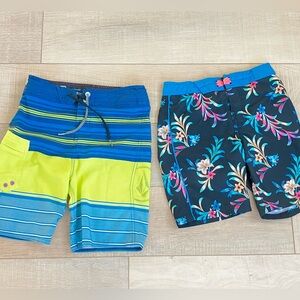BUNDLE OF BOYS SWIM TRUNKS BLUE AND GREEN SIZE SEVEN ( 7 ) SUMMER SWIM SUIT